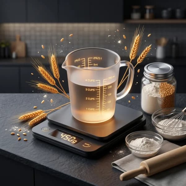Grams to Cups Baking Measuring Cup and Kitchen Scale Converter