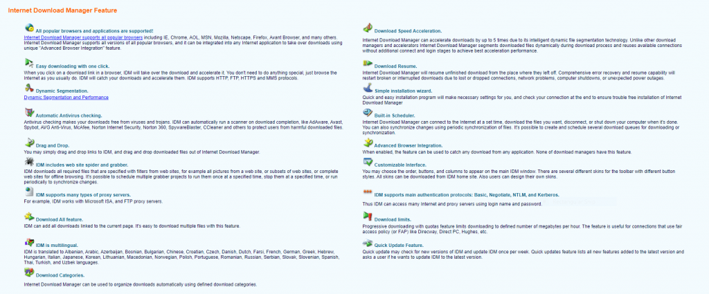 Internet download manager features