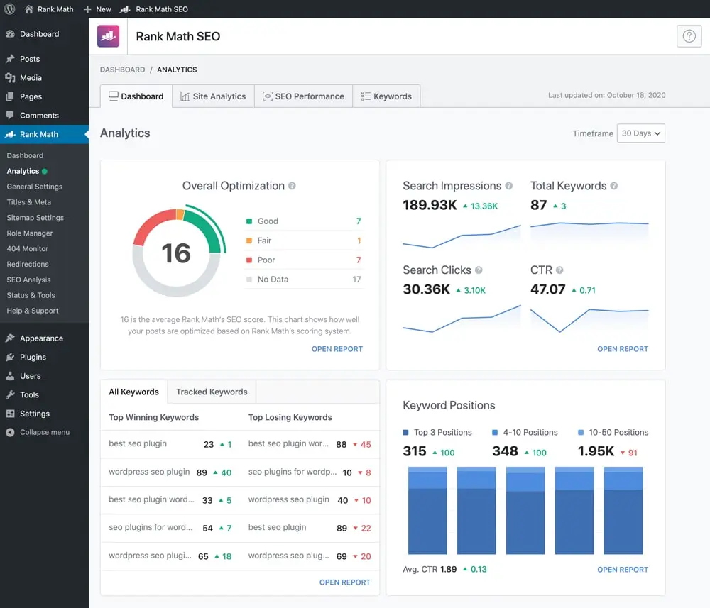 Rank Math SEO Google Webmaster Integration Features